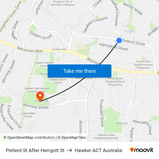 Petterd St After Herrgott St to Hawker ACT Australia map