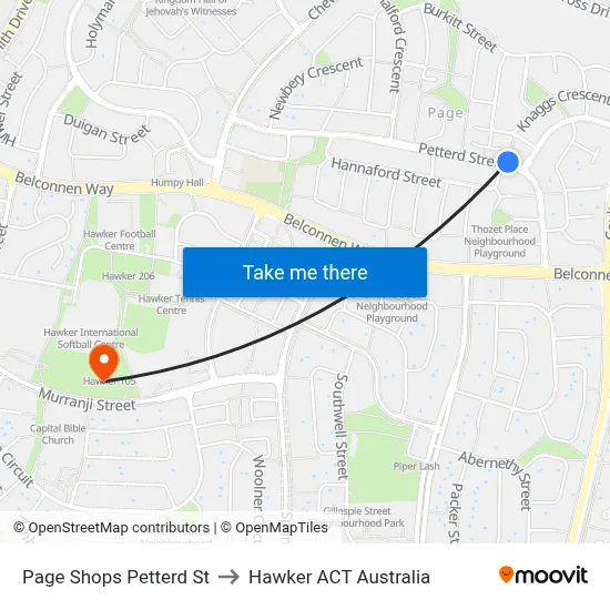 Page Shops Petterd St to Hawker ACT Australia map