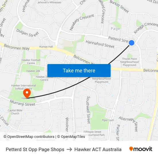 Petterd St Opp Page Shops to Hawker ACT Australia map