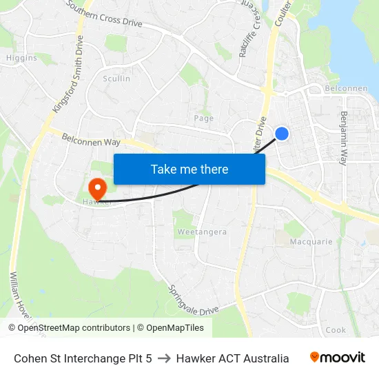 Cohen St Interchange Plt 5 to Hawker ACT Australia map