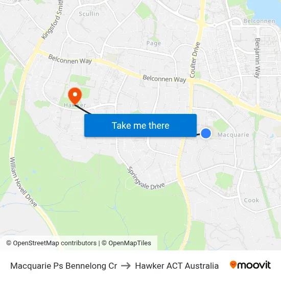 Macquarie Ps Bennelong Cr to Hawker ACT Australia map