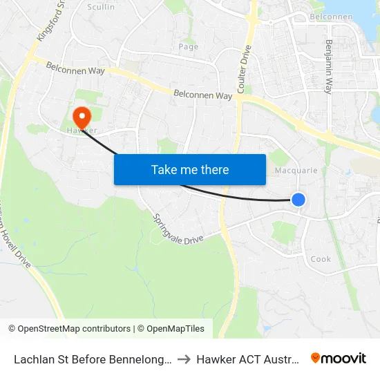 Lachlan St Before Bennelong Cr to Hawker ACT Australia map
