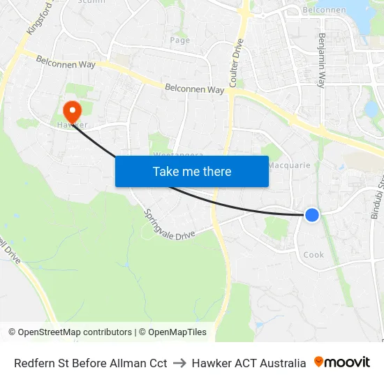 Redfern St Before Allman Cct to Hawker ACT Australia map