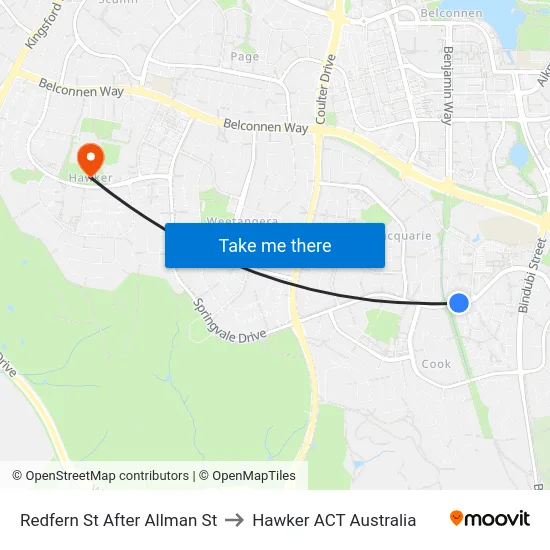Redfern St After Allman St to Hawker ACT Australia map