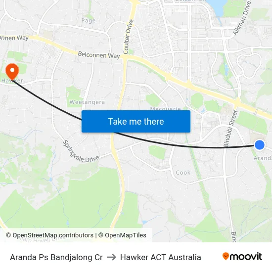 Aranda Ps Bandjalong Cr to Hawker ACT Australia map