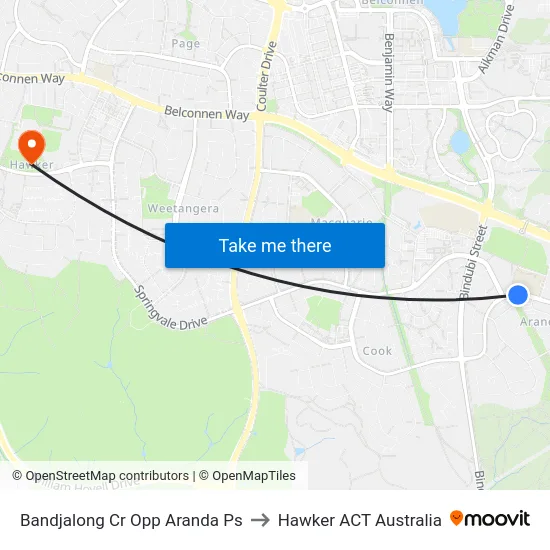 Bandjalong Cr Opp Aranda Ps to Hawker ACT Australia map