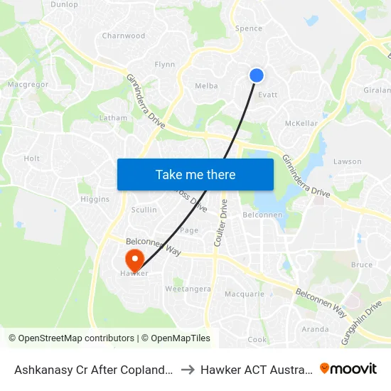 Ashkanasy Cr After Copland Dr to Hawker ACT Australia map
