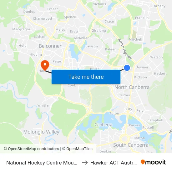 National Hockey Centre Mouat St to Hawker ACT Australia map