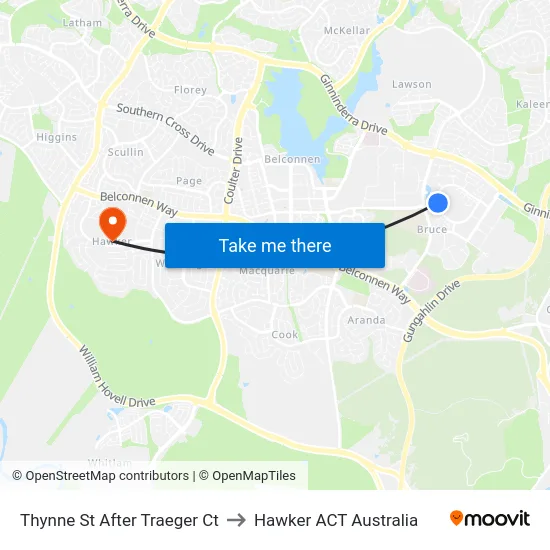 Thynne St After Traeger Ct to Hawker ACT Australia map