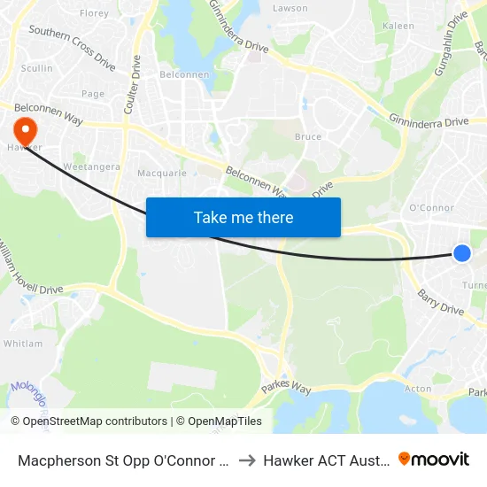 Macpherson St Opp O'Connor Shops to Hawker ACT Australia map
