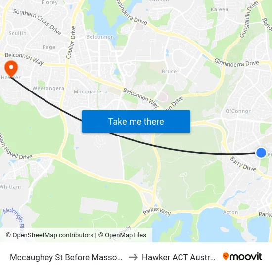 Mccaughey St Before Masson St to Hawker ACT Australia map