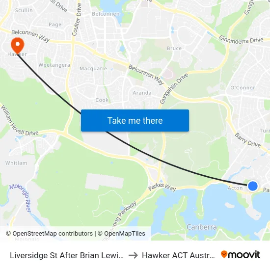 Liversidge St After Brian Lewis Cr to Hawker ACT Australia map