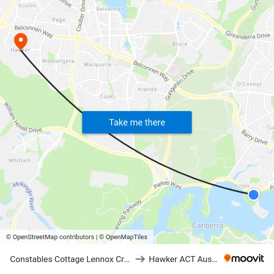 Constables Cottage Lennox Crossing to Hawker ACT Australia map