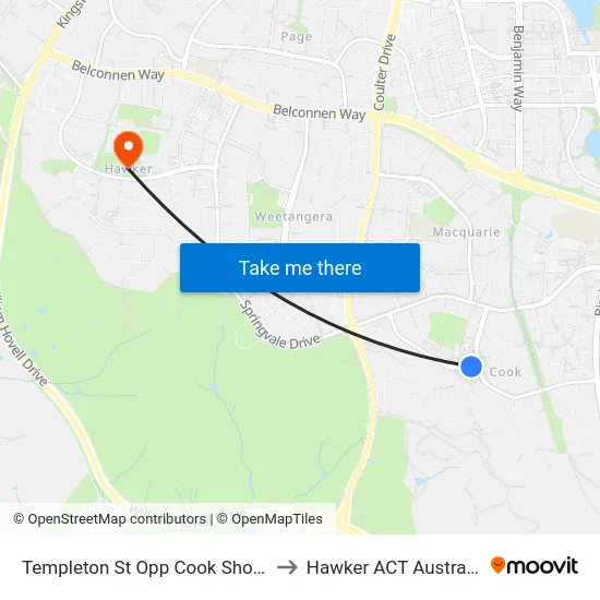 Templeton St Opp Cook Shops to Hawker ACT Australia map