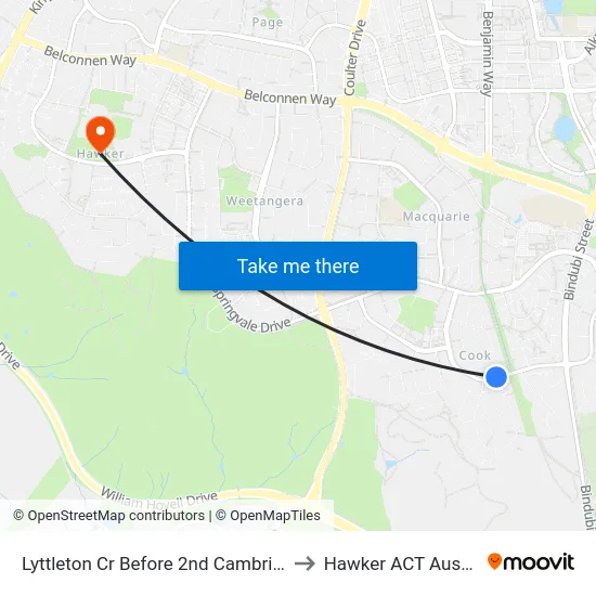 Lyttleton Cr Before 2nd Cambridge St to Hawker ACT Australia map