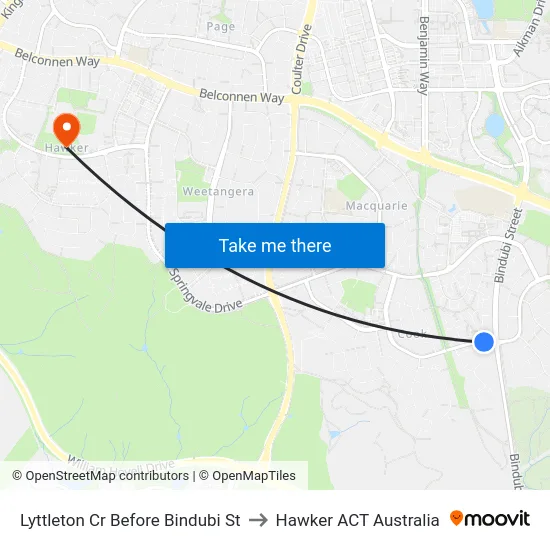 Lyttleton Cr Before Bindubi St to Hawker ACT Australia map