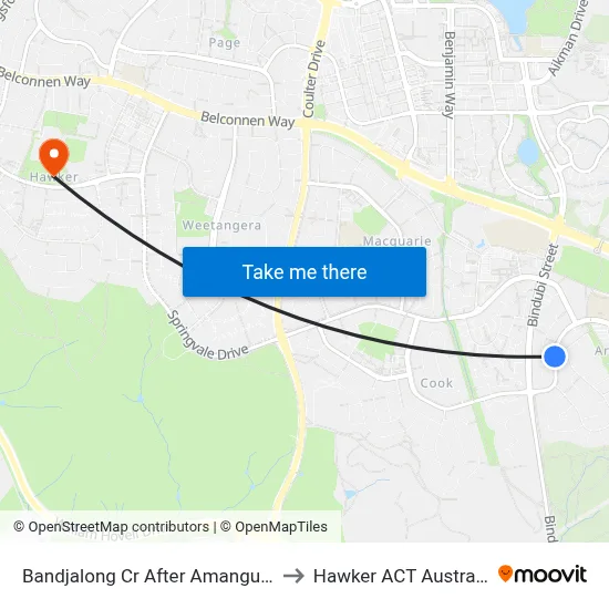 Bandjalong Cr After Amangu St to Hawker ACT Australia map
