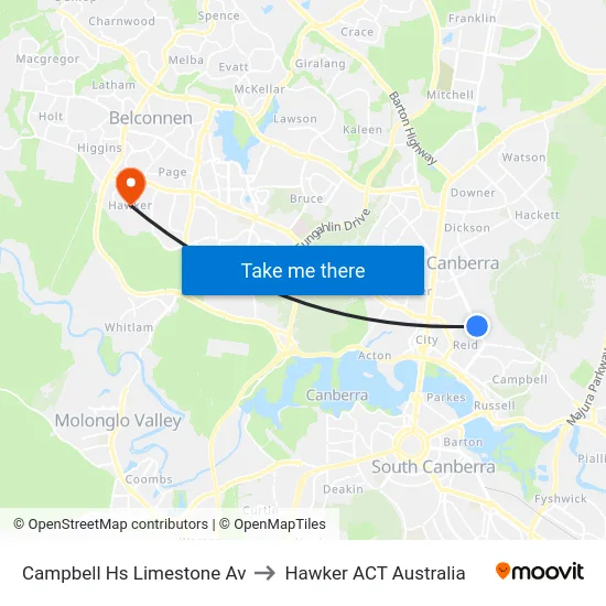 Campbell Hs Limestone Av to Hawker ACT Australia map