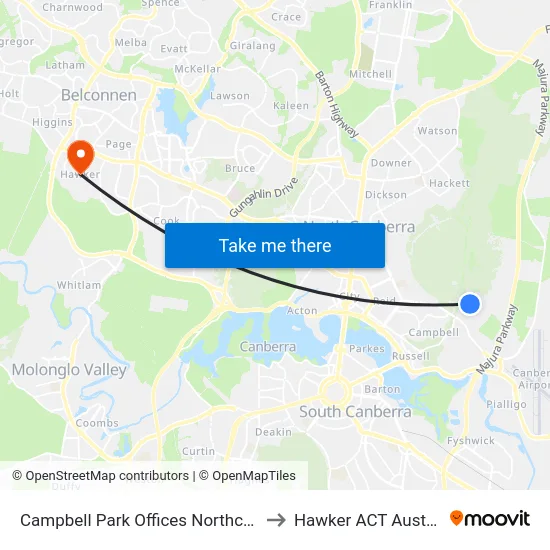 Campbell Park Offices Northcott Dr to Hawker ACT Australia map