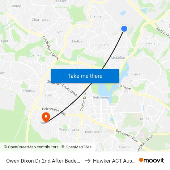 Owen Dixon Dr 2nd After Badenoch Cr to Hawker ACT Australia map