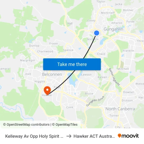 Kelleway Av Opp Holy Spirit Ps to Hawker ACT Australia map