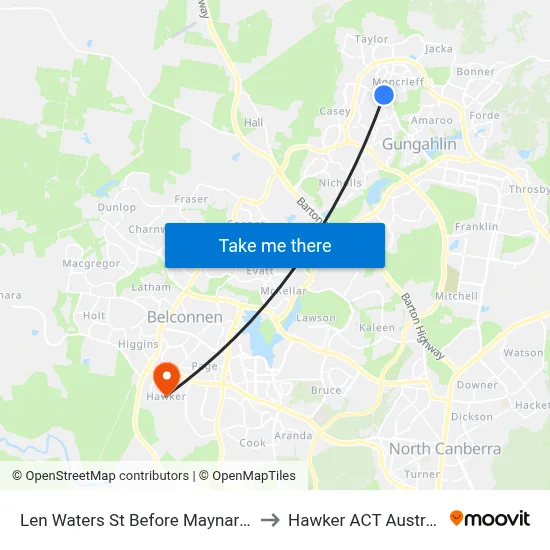 Len Waters St Before Maynard St to Hawker ACT Australia map