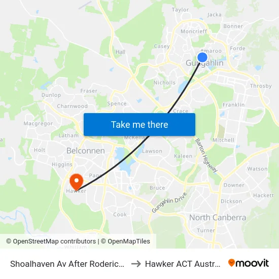 Shoalhaven Av After Roderick St to Hawker ACT Australia map