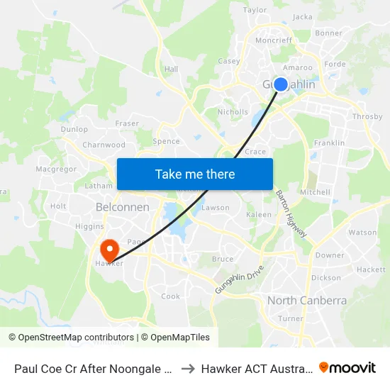 Paul Coe Cr After Noongale Cct to Hawker ACT Australia map