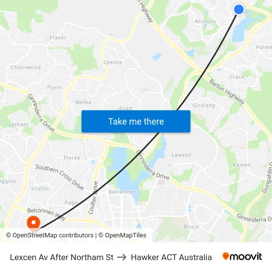 Lexcen Av After Northam St to Hawker ACT Australia map