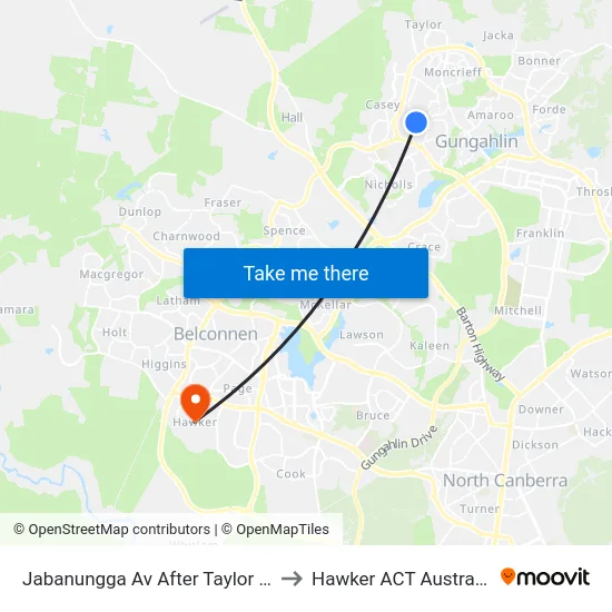 Jabanungga Av After Taylor St to Hawker ACT Australia map