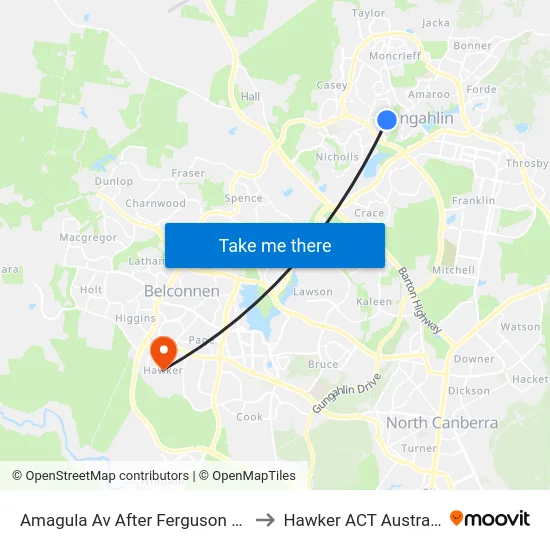 Amagula Av After Ferguson Cct to Hawker ACT Australia map