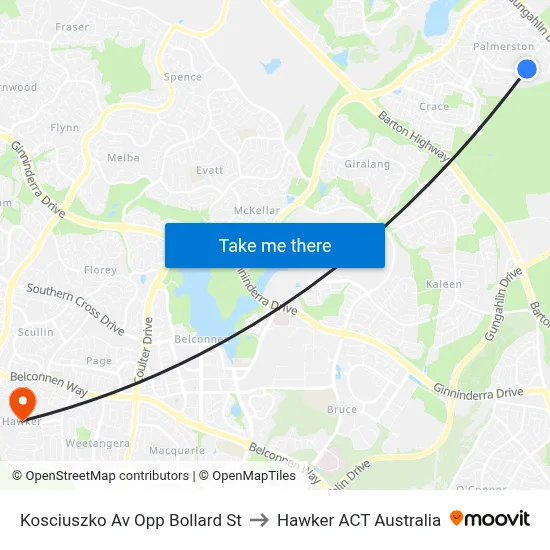 Kosciuszko Av Opp Bollard St to Hawker ACT Australia map