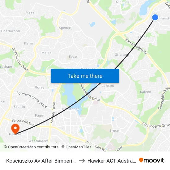 Kosciuszko Av After Bimberi Cr to Hawker ACT Australia map