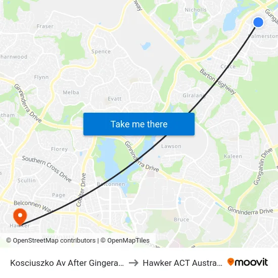 Kosciuszko Av After Gingera St to Hawker ACT Australia map