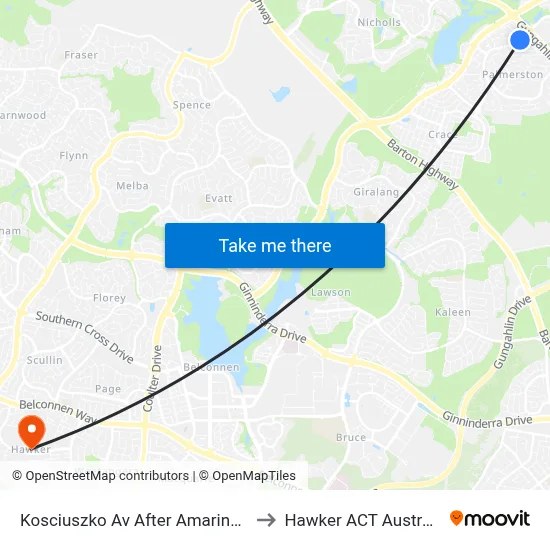 Kosciuszko Av After Amarina St to Hawker ACT Australia map