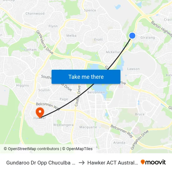 Gundaroo Dr Opp Chuculba Cr to Hawker ACT Australia map