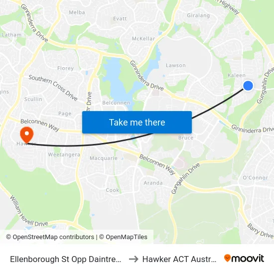 Ellenborough St Opp Daintree Cr to Hawker ACT Australia map