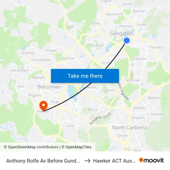 Anthony Rolfe Av Before Gundaroo Rd to Hawker ACT Australia map