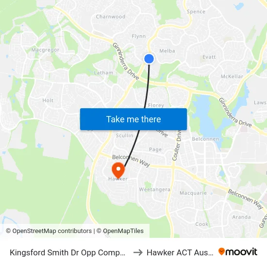 Kingsford Smith Dr Opp Companion Cr to Hawker ACT Australia map