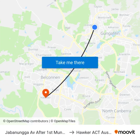 Jabanungga Av After 1st Mundang Cr to Hawker ACT Australia map