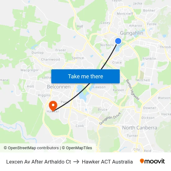 Lexcen Av After Arthaldo Ct to Hawker ACT Australia map