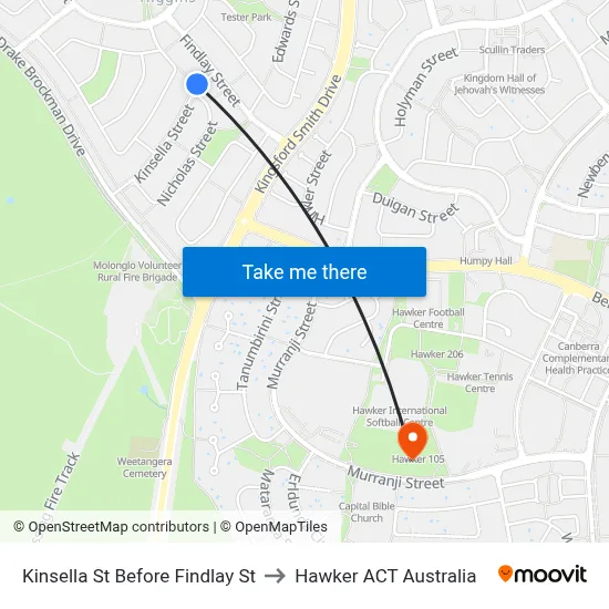 Kinsella St Before Findlay St to Hawker ACT Australia map