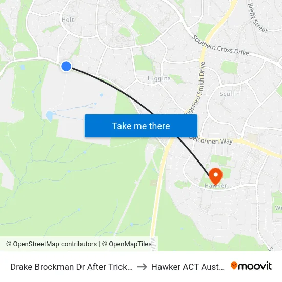 Drake Brockman Dr After Trickett St to Hawker ACT Australia map