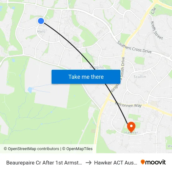 Beaurepaire Cr After 1st Armstrong Cr to Hawker ACT Australia map