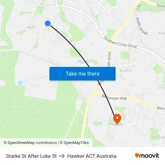 Starke St After Luke St to Hawker ACT Australia map