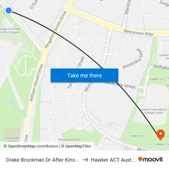 Drake Brockman Dr After Kinsella St to Hawker ACT Australia map