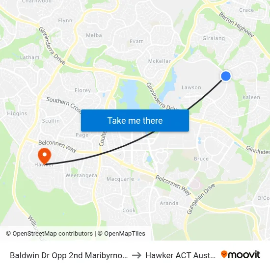 Baldwin Dr Opp 2nd Maribyrnong Av to Hawker ACT Australia map