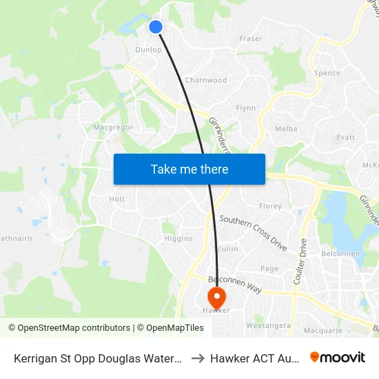 Kerrigan St Opp Douglas Waterhouse Dr to Hawker ACT Australia map