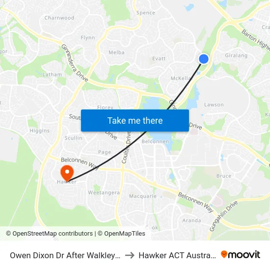 Owen Dixon Dr After Walkley Pl to Hawker ACT Australia map