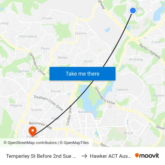 Temperley St Before 2nd Sue Geh Cct to Hawker ACT Australia map